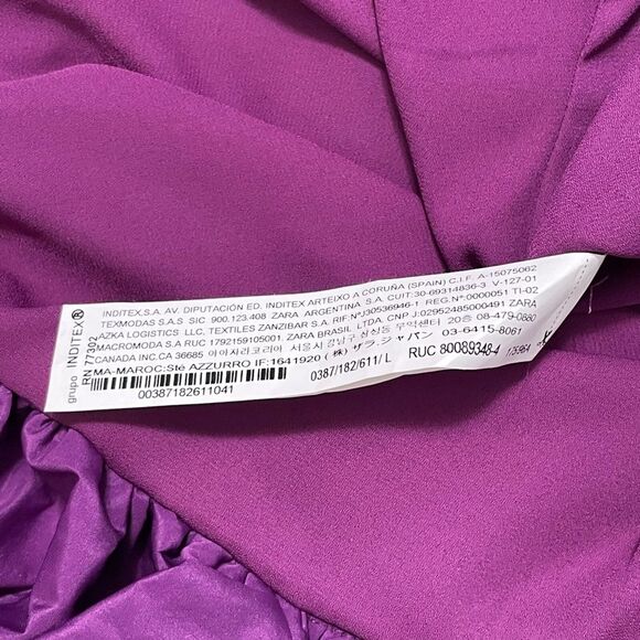 NWT Zara Voluminous Mini Dress Bubble Skirt Purple Women's L Royalcore Prom HOCO - Picture 9 of 10